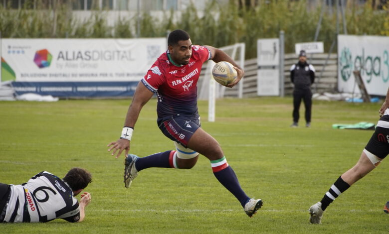 La Fi.fa. Security Rugby San Benedetto in azione contro i Cavalieri Union Prato al Nelson Mandela di San Benedetto del Tronto